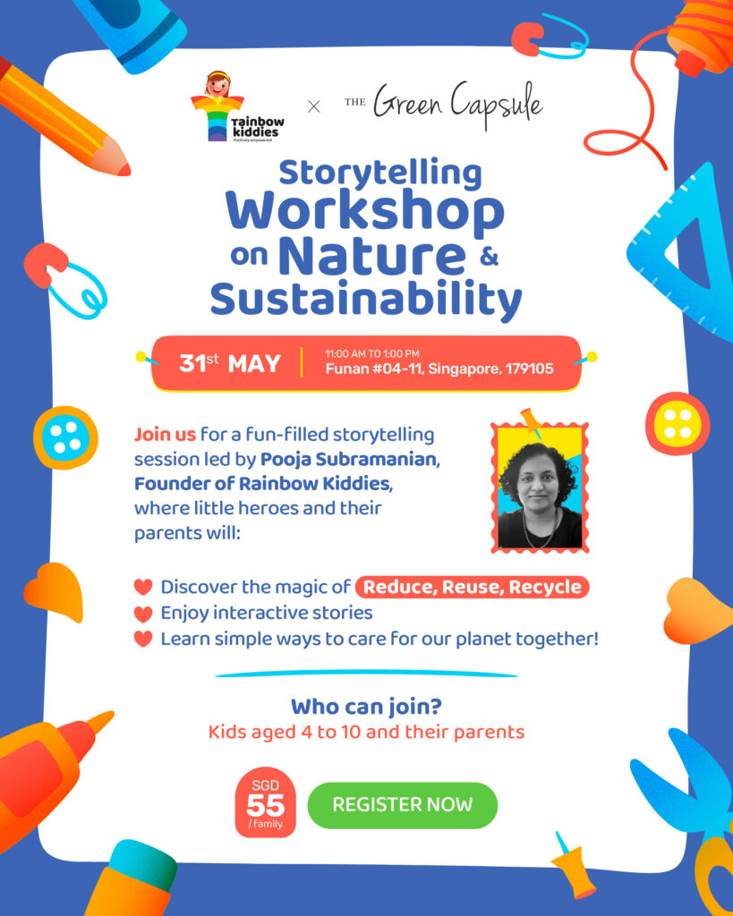weekend activities in Singapore with kids - workshop with rainbow kiddies, the green capsule